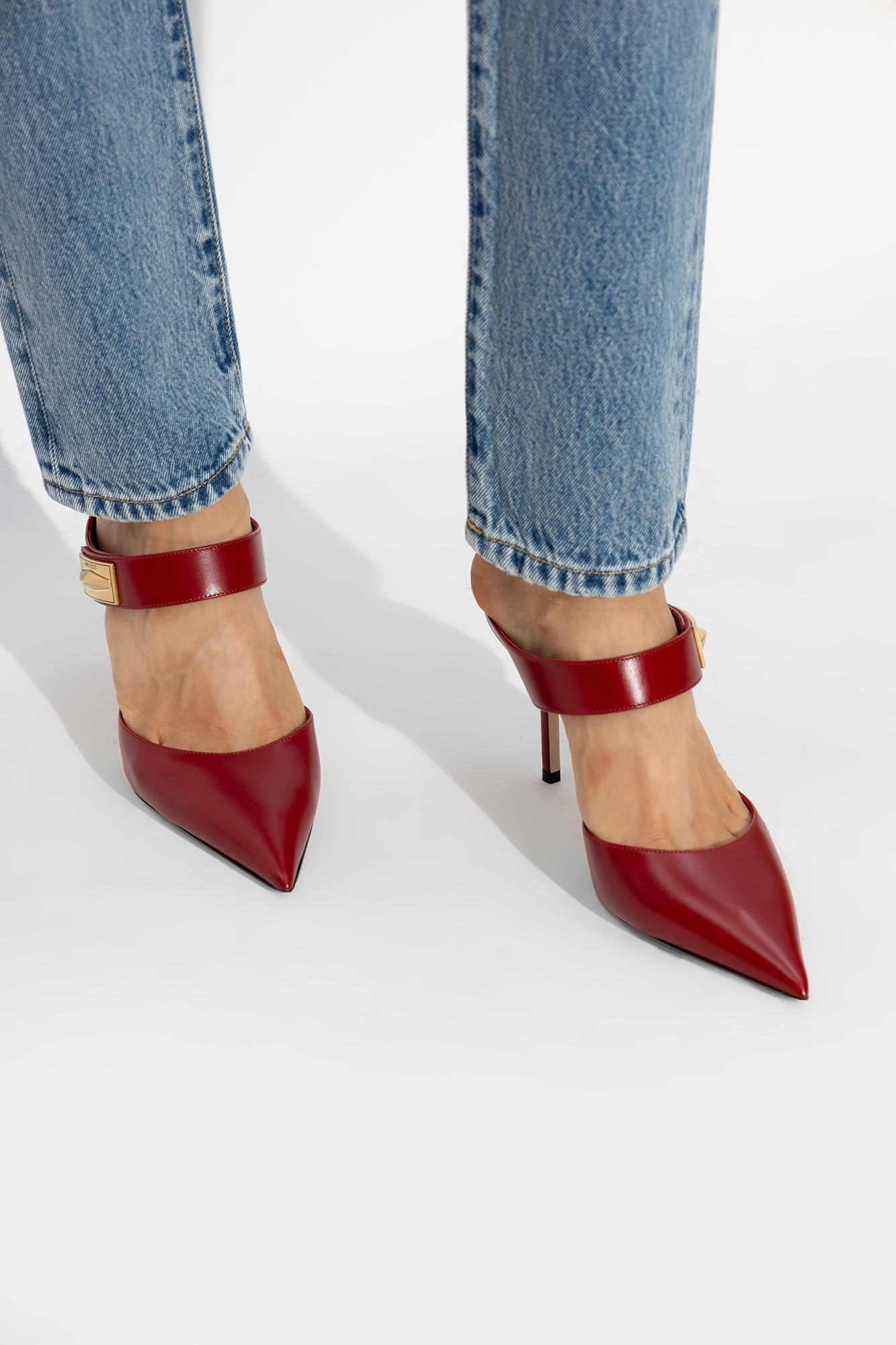 Jimmy choo red discount mules